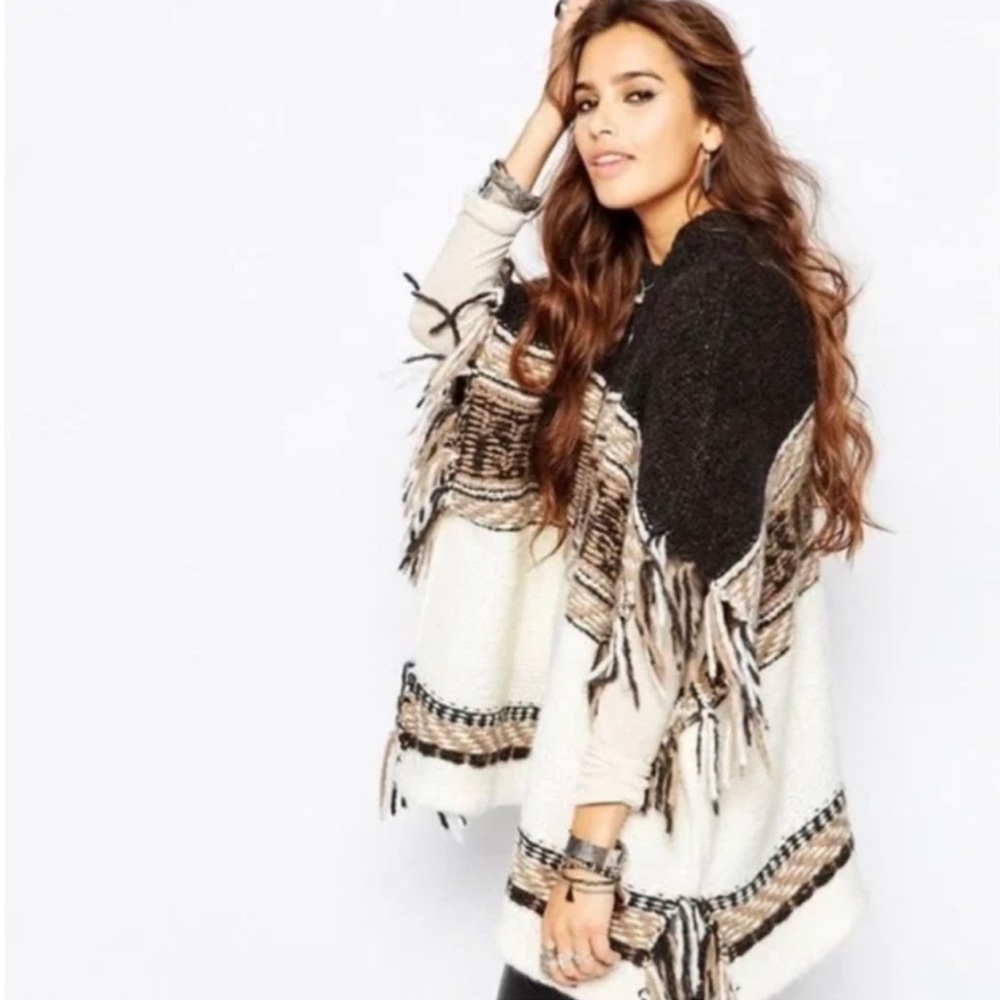 Free People labyrinth poncho sweater pullover